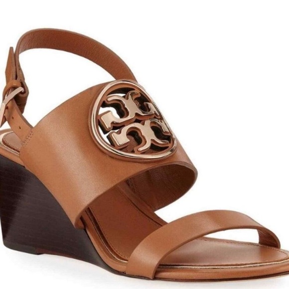 Tory Burch Metal Miller 65 mm Wedge Size 9.5 - Picture 2 of 7